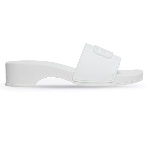 Balenciaga WOMEN'S POOL CLOG BB SLIDE SANDAL MONOCOLOR IN WHITE - Picture 4 of 15
